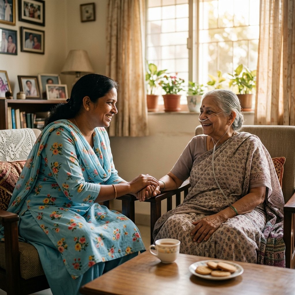 Attendant spending time with a patient